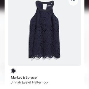 Market & Spruce Navy Eyelet Halter Top - Stitch Fix